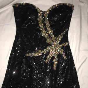 Long black formal sequin dress
